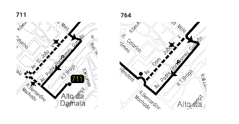 mapa alteração 711 e 764 dia 26 de novembro