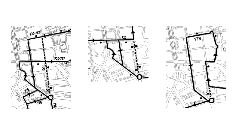 alteração 720, 726, 767 e 17B no dia 23 janeiro