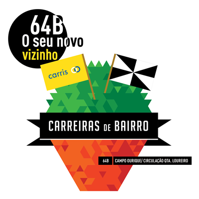 Imagem com manjerico e identificação da carreira 64B Campo Ourique/ Circulação Quinta Loureiro