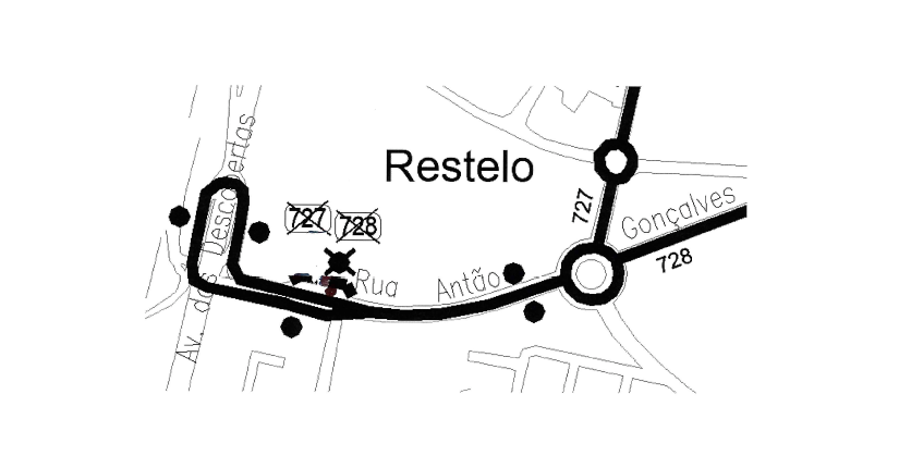 mapa alteração da 727 e 728 a partir de 7 outubro até data a definir
