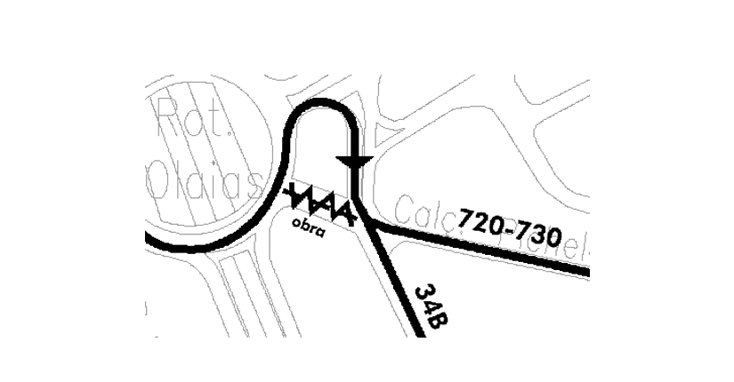 Mapa de alteração de percurso das carreiras 720 - 730 - 34B
