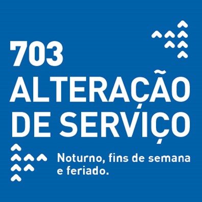 Imagem com autocarro à esquerda, com o descritivo: 703 Alteração de serviço noturno, fins de semana e feriado