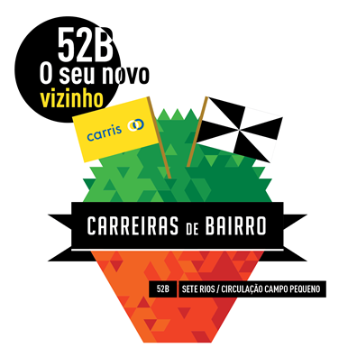 Imagem com manjerico e identificação da carreira 52B Sete Rios/ Circulação Campo Pequeno