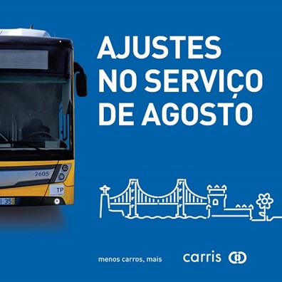 Imagem com autocarro à esquerda, com o descritivo: ajustes no serviço de agosto