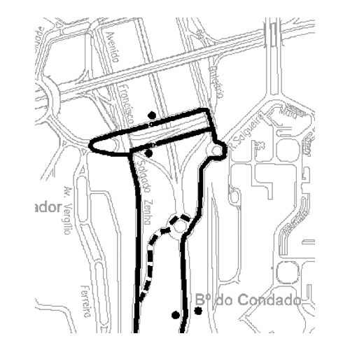 Mapa de alteração de percurso da carreira 34B que passa a circular via Av. da Ucrânia onde efetua paragem